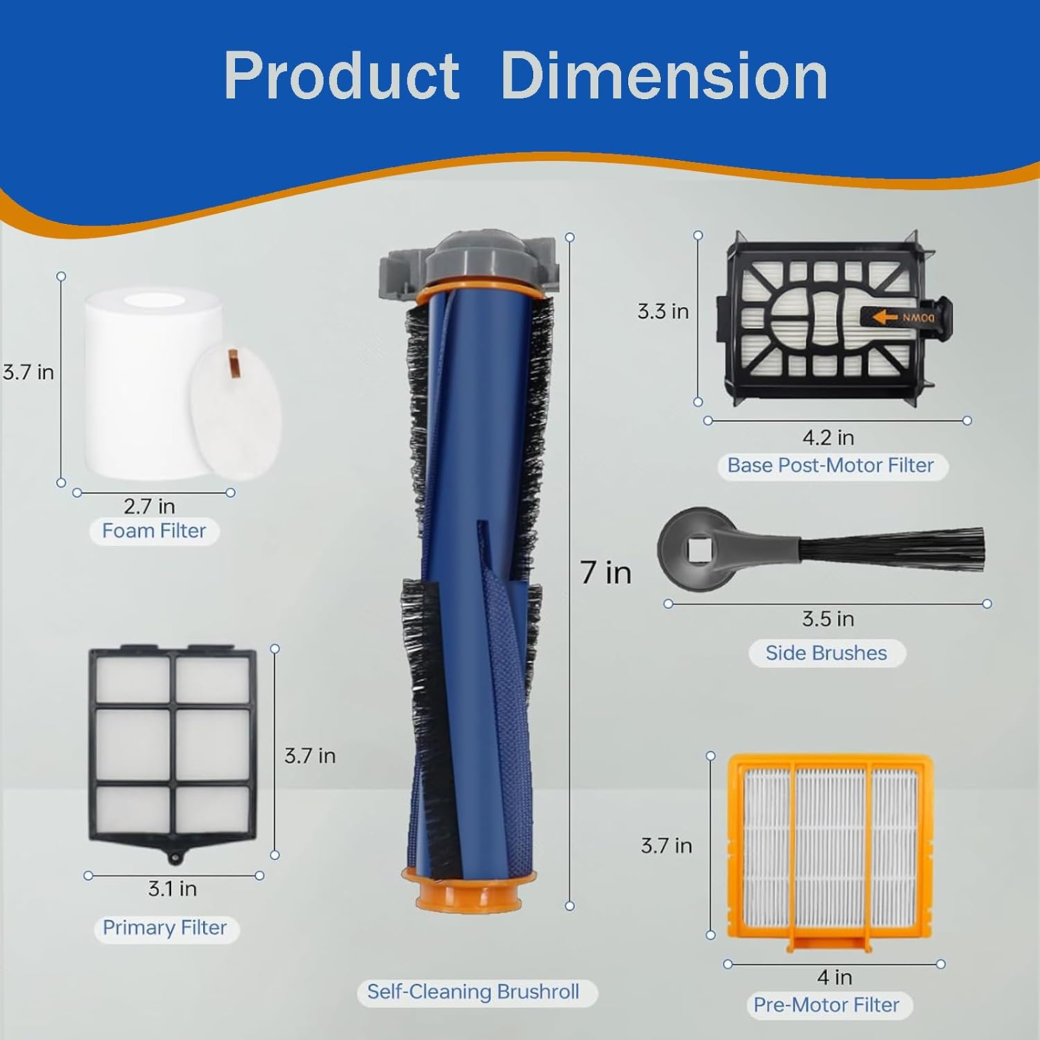 22 PCS UR2650WS Replacement Parts for Shark Matrix Plus Robot Vacuum Accessories Kit for Pet Hair, Main Brush, HEPA Filters Foam, Pre-Motor Foam Filter, Map Pad, Sweep Side Brushes, Cleaning Tool