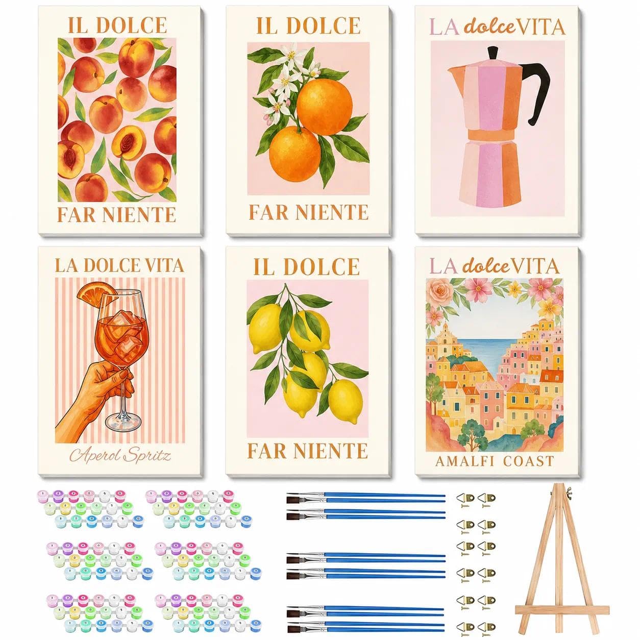 YALKIN 6 Pack Paint by Numbers Kits for Adults with Framed, Painting by Number Kits On Canvas,DIY Color Oil Painting Acrylic Paints,Home Wall Decor 20x30cm