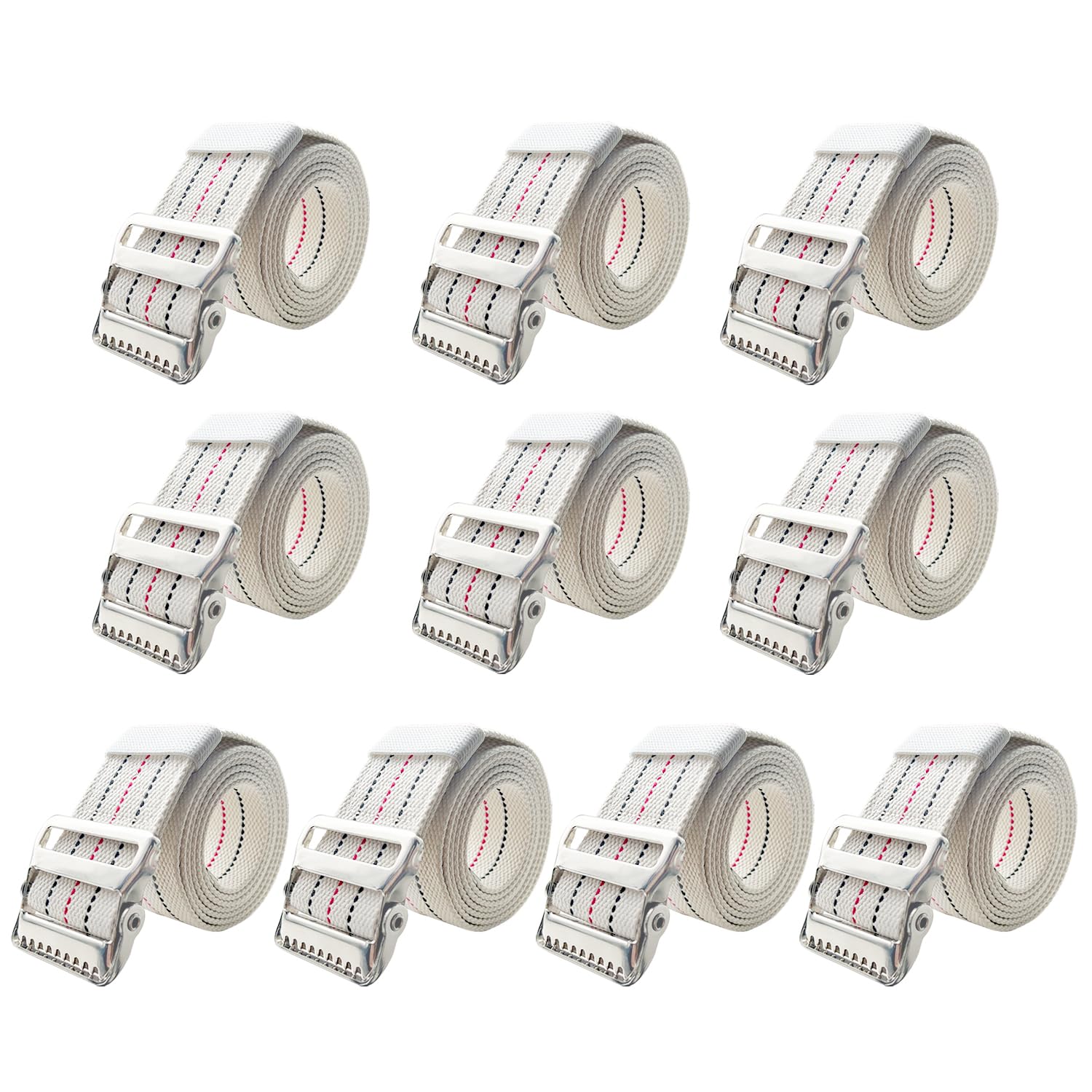 10 Packs Transfer and Gait Belts with Metal Buckle and Belt Loop Holder - Standing and Transfer Walking Assist Aid for Seniors, Elderly Patients, Caregiver, Nursing, Therapist, 60 inch