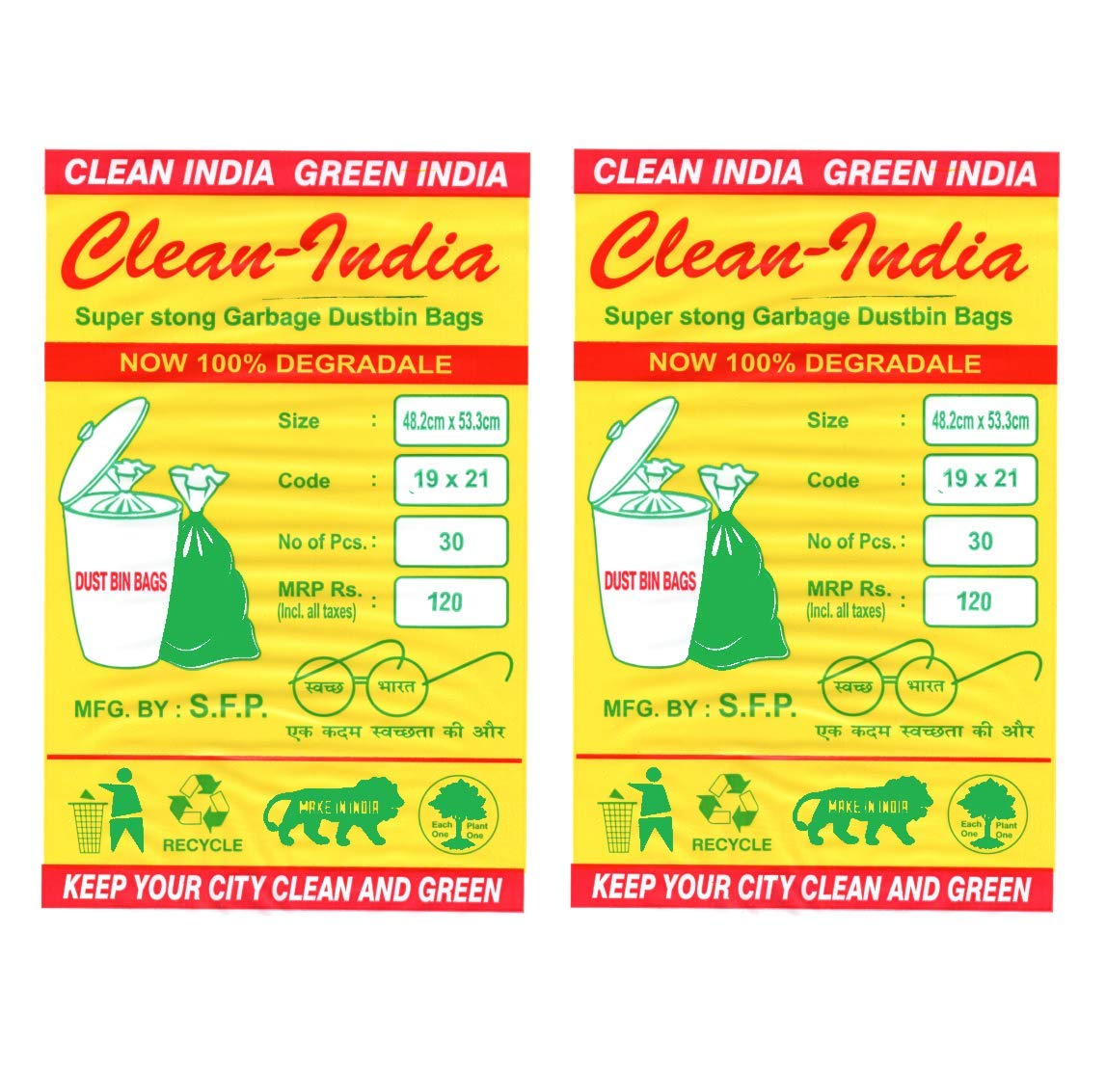 Clean India Garbage Bags Medium for Home 60 Pcs, Dustbin Bags