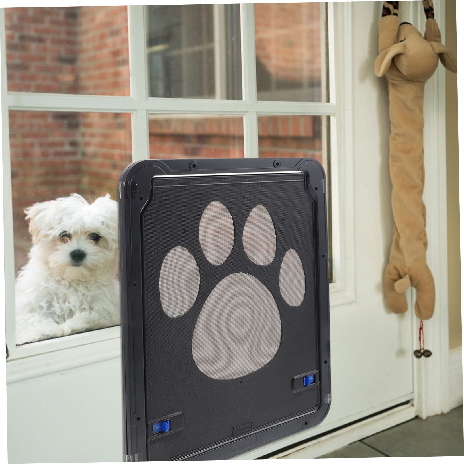 Puerta Mosquitera para Mascotas Negra de Hierro Cierre | Solapa Magnética, Bloqueo Automático, Instalación Sencilla en Casa o Exterior