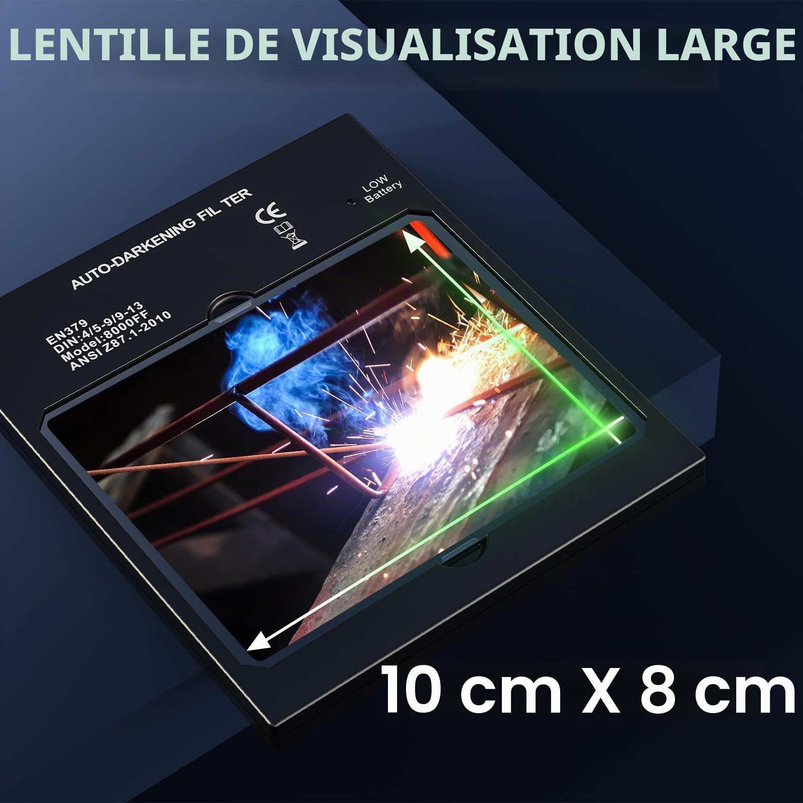 TRQWH Grand casque de soudage auto-obscurcissant True Color avec 4 capteurs d'arc réglables Large gamme d'ombres 4 ~ 5-8/9-13 pour soudeur TIG MIG ARC