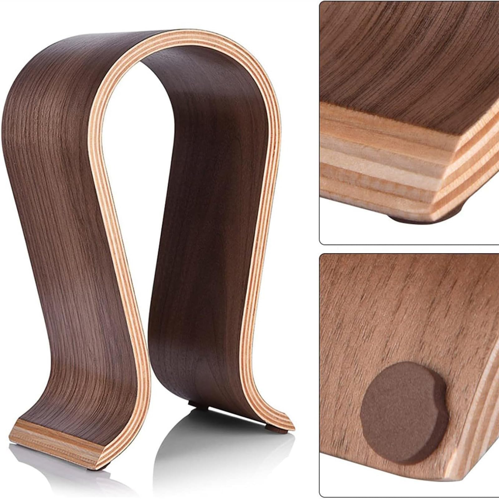 Headphone Stand, Soporte para Auriculares de Madera, Soporte Universal para Auriculares, Base Universal,con Silicona TPU Antideslizante, Adecuado para Oficina en Casa (Nuez)