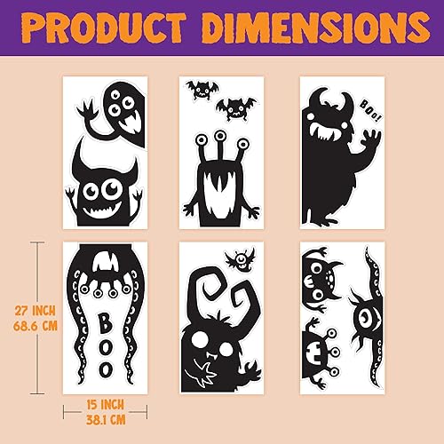 Miniatura 5 de JOYIN Decoraciones de Halloween para ventanas, cubiertas de ventana de monstruo de Hallowmas, calcomanías para ventana de monstruo ondulante,