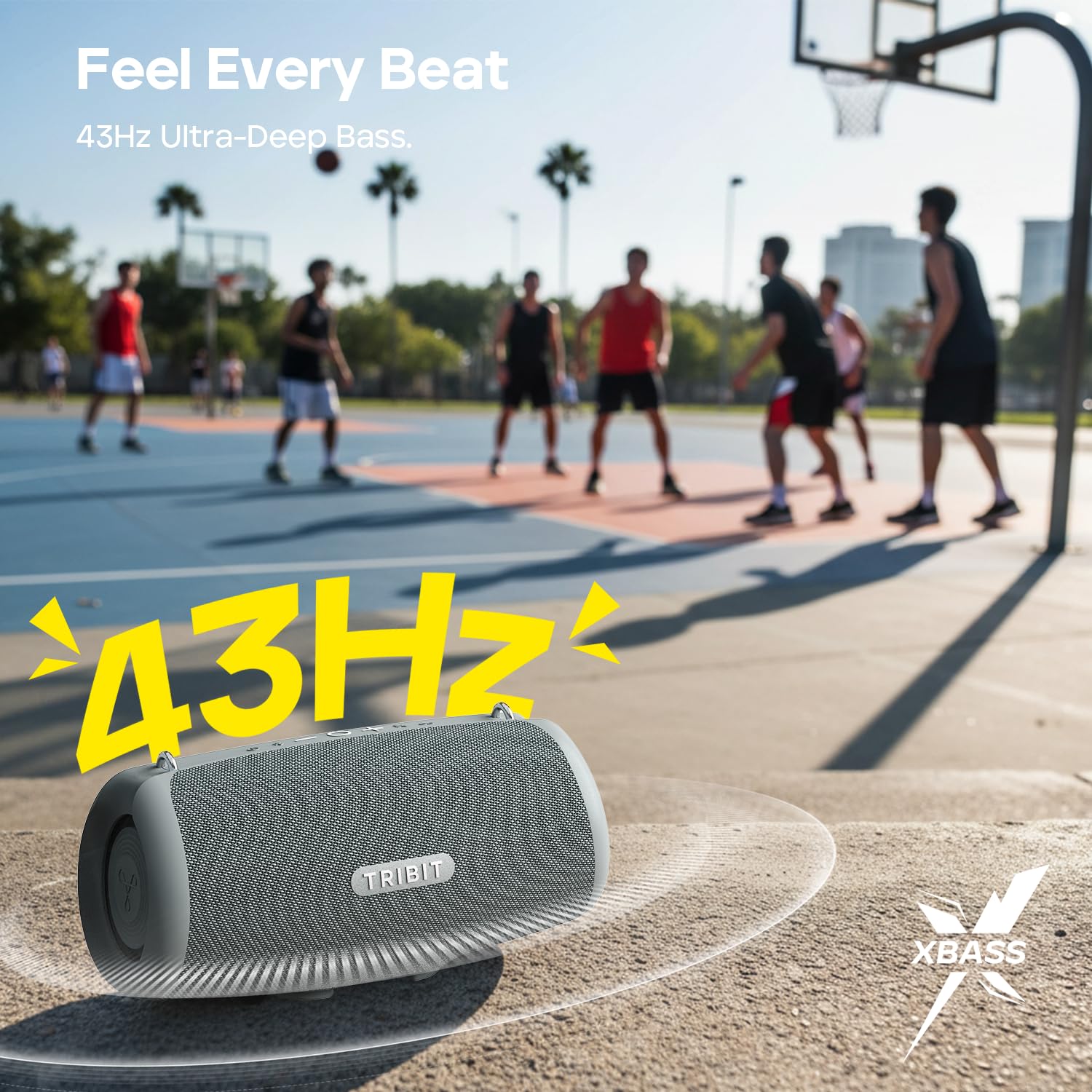 Tribit Portable Bluetooth Speaker StormBox Lava, 80W Loud Wireless Speaker, 24H Playtime, IP67 Waterproof, BT5.4, Custom EQ, XBass, Built-in Mic, TWS Pairing for Camping/Beach/Travel/Outdoor (Gray)