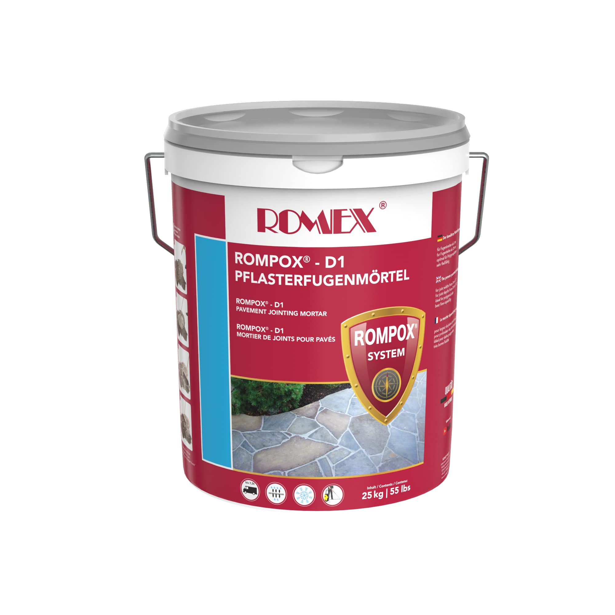 Rompox D1, Pflasterfugenmörtel 2-K, 25 kg Eimer, Farbe Steingrau