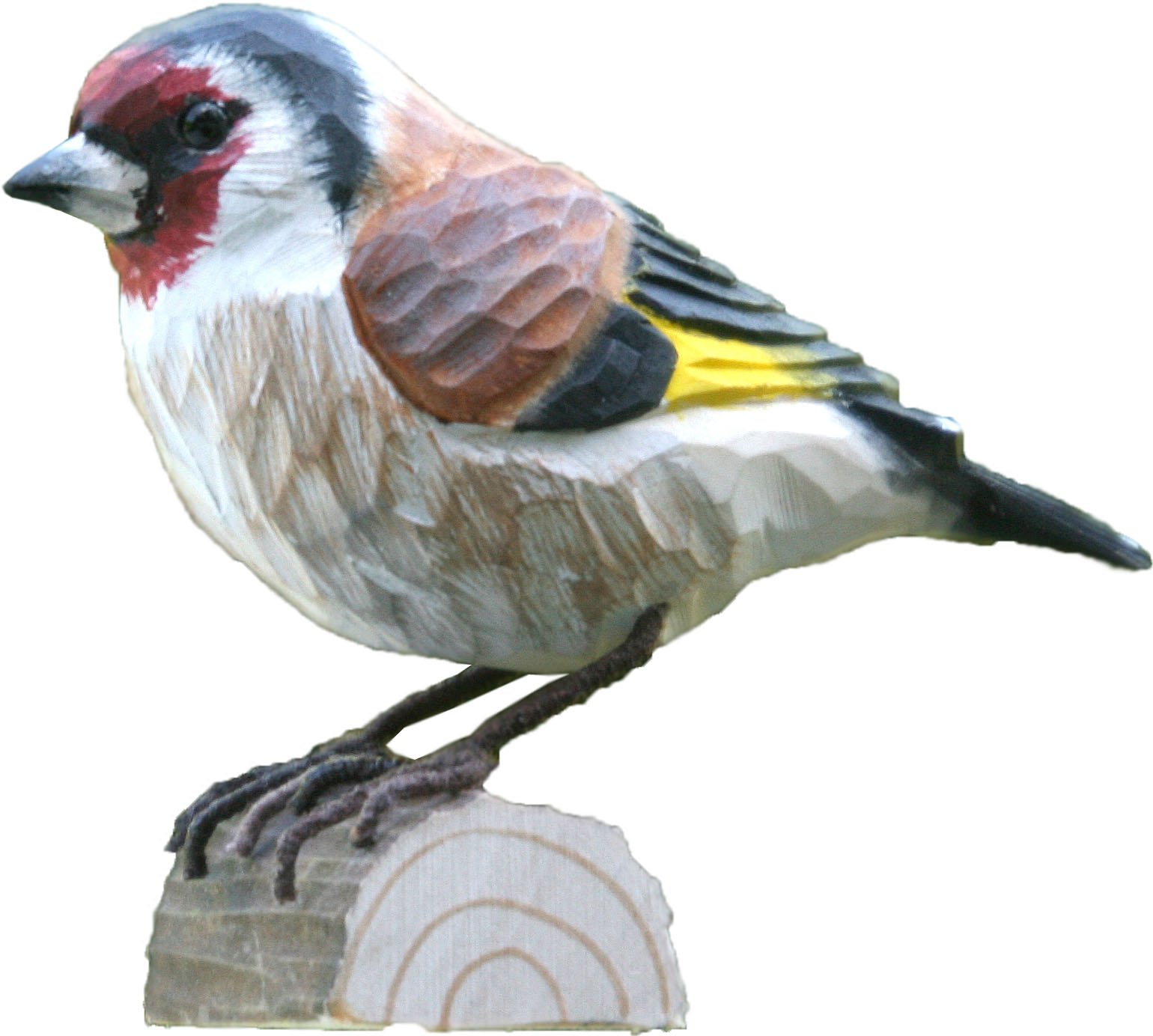 WILDLIFEGARDEN - DecoBird Goldfinch (WG406) - Hand Carved Decorative Bird Figurine Made of Linden Wood - Small European Birds Collection