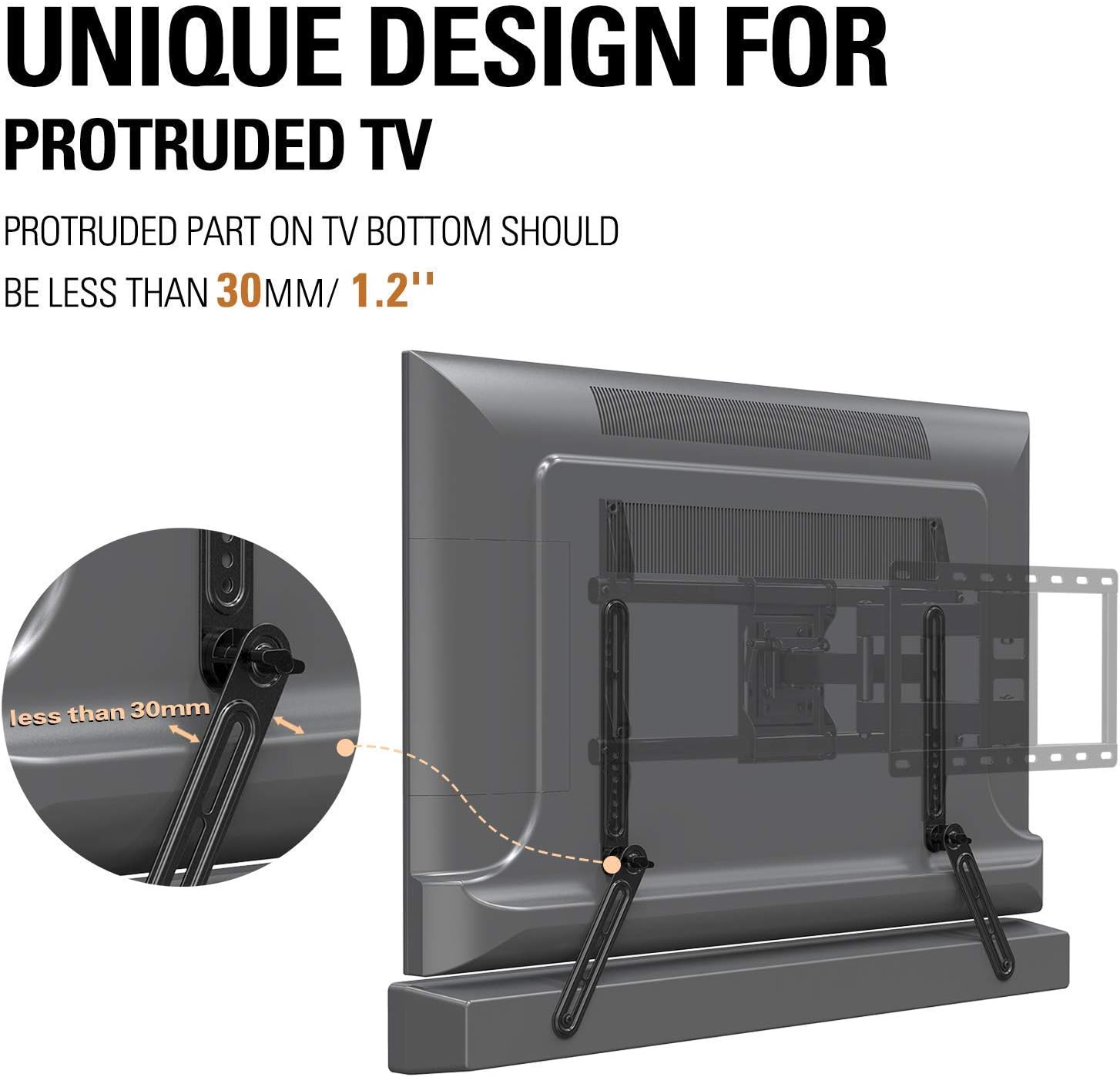 Mounting Dream Speaker Stands Pair Height Adjustable for Universal Satellite Speakers up to11lbs, MD5421 Soundbar Bracket for TVs with Protruded Bottom on Back, Up to 22 lbs with Detachable Extension