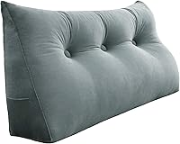 Vista 4 de Johnear - Almohada grande de cuña para cabecera de lectura, para sentarse en la cama para adultos, cojín triangular de terciopelo para respaldo