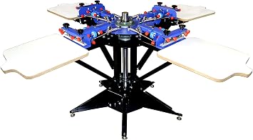 INTBUYING 4 Color Screen Printing Machine 4 Station T-Shirt Printing Press Screen Printer