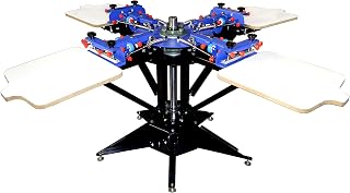 INTBUYING 4 Color Screen Printing Machine 4 Station T-Shirt Printing Press Screen Printer