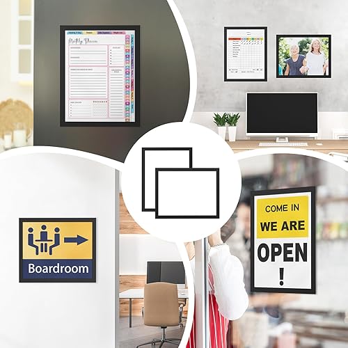 Miniatura 8 de Relx 6 letreros magnéticos autoadhesivos de pared de 8.5 x 11 pulgadas, portarretratos magnéticos, soportes para documentos, marcos adhesivos para