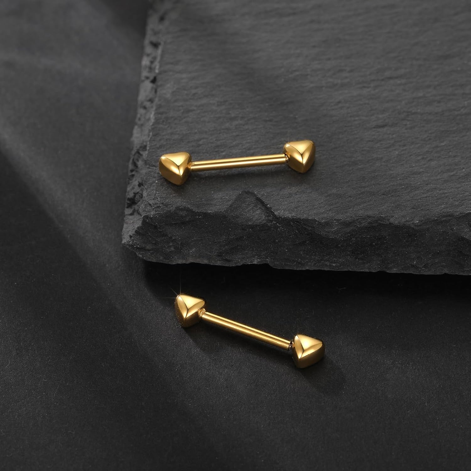 Xpircn Titanium 14G Nipple Piercing Jewelry Internally Threaded Heart Nipple Rings Gold Nipple Piercing Jewelry for Women 14mm 16mm - Image 6