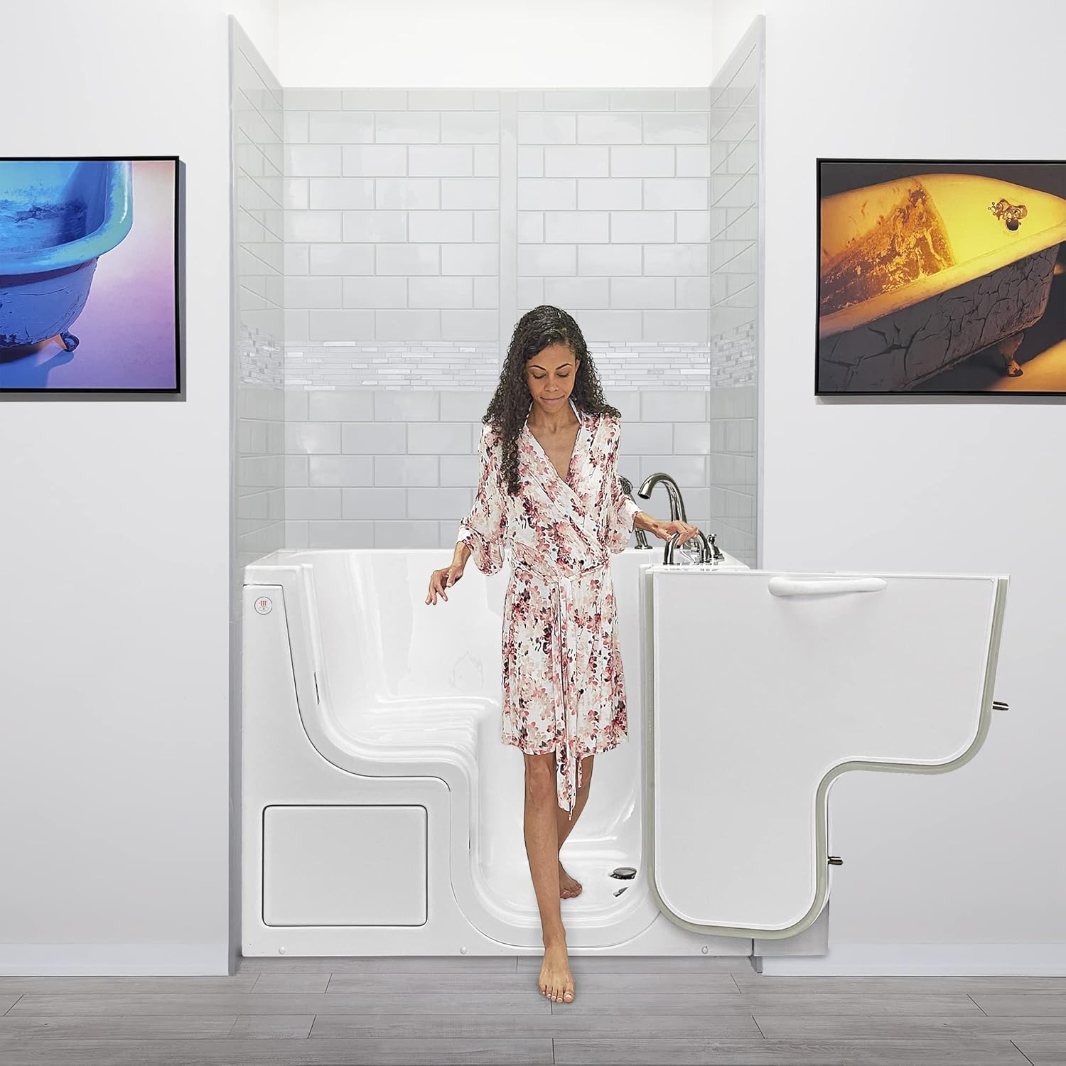 Ella Wheelchair Transfer 30"x60" Acrylic Soaking Walk-in-Bathtub, Right Outward Swing Door, Heated Seat, 5 Piece Fast Fill Faucet, 2" Dual Drain