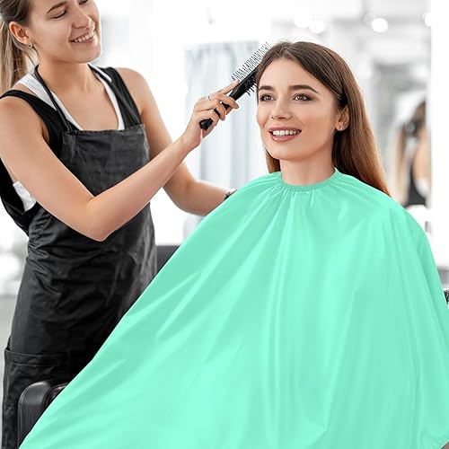 Miniatura 7 de Peacock Blue Barber Cape and Apron, Polyester Hair Cutting Cape, Hair Dye Cape Women