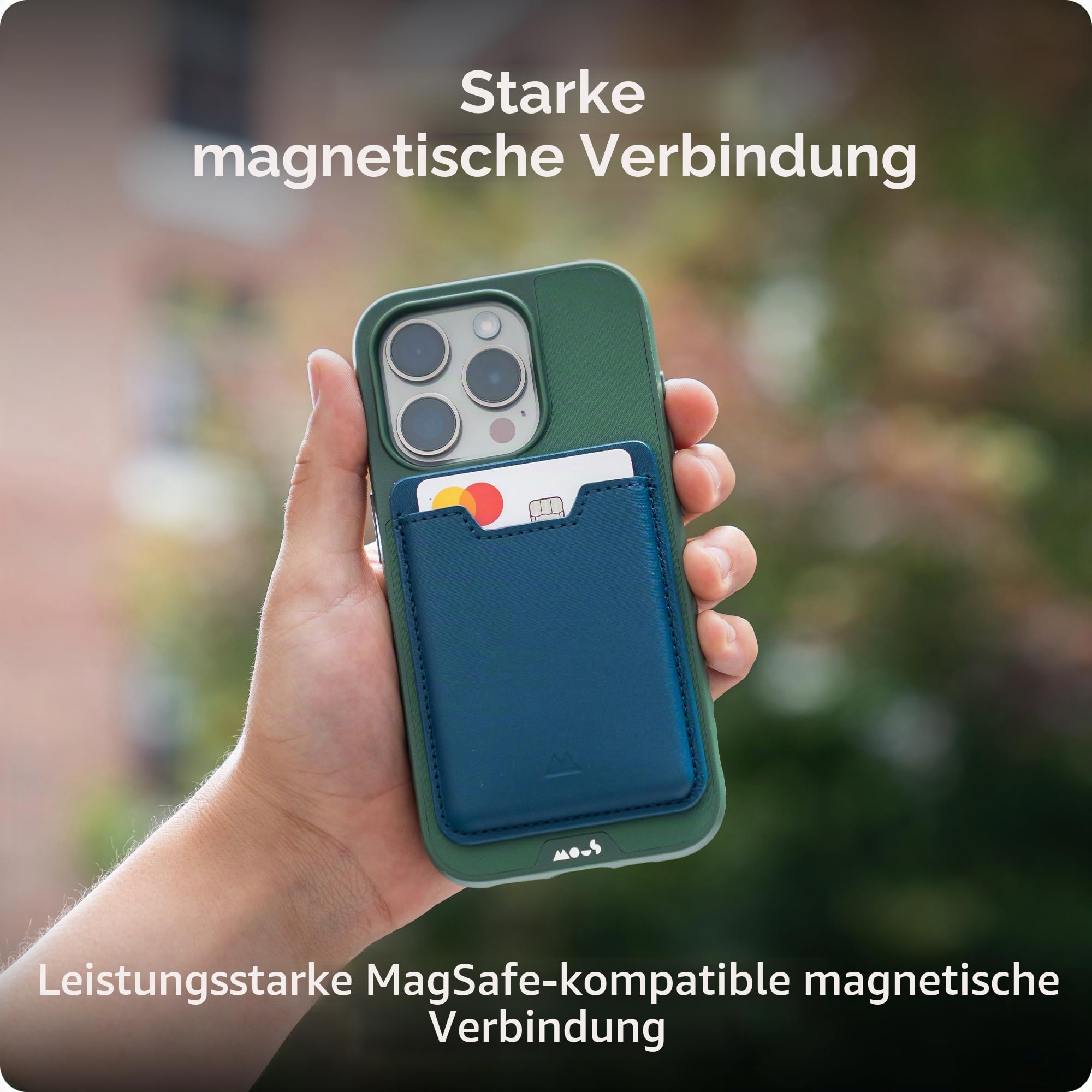Mous Kartenhalter für MagSafe, starker Magnet-Kartenhalter, Marineblau