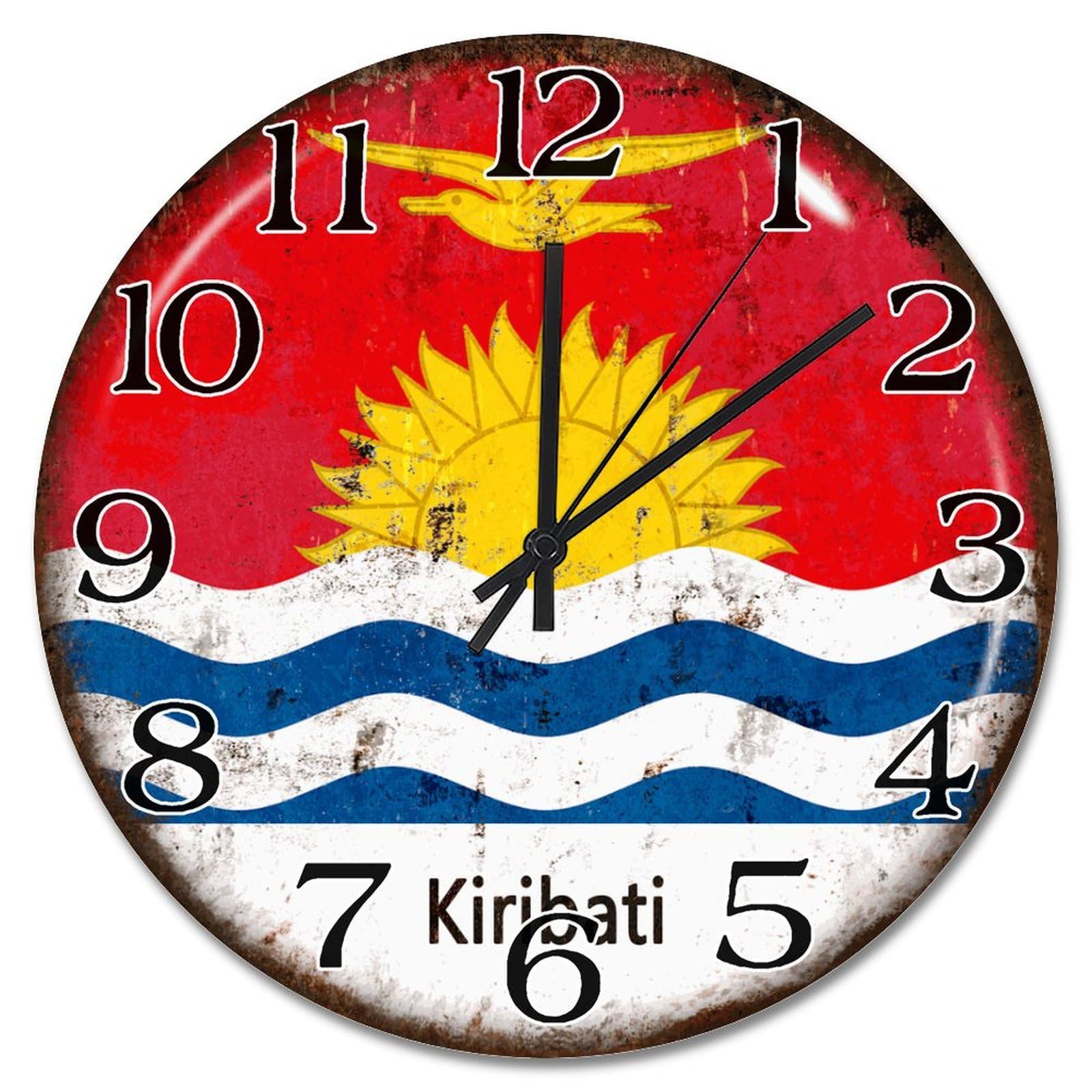 Horloge silencieuse Kiribati sans tic-tac à piles grand format