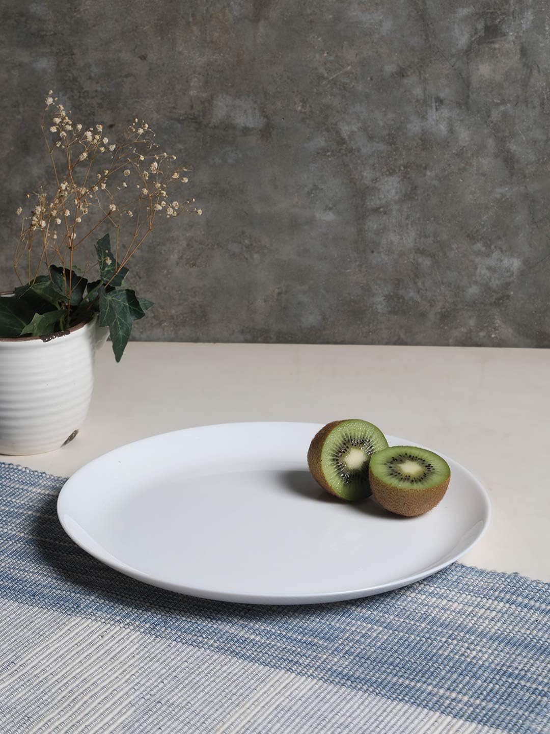 Opalware Diwali Dinner Plate, 27 cm, White, 6 Piece