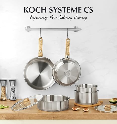 Miniatura 7 de KOCH SYSTEME CS Juego de utensilios de cocina de acero inoxidable, juego de ollas y sartenes de acero inoxidable 1810, 11 piezas, ollas y sartenes