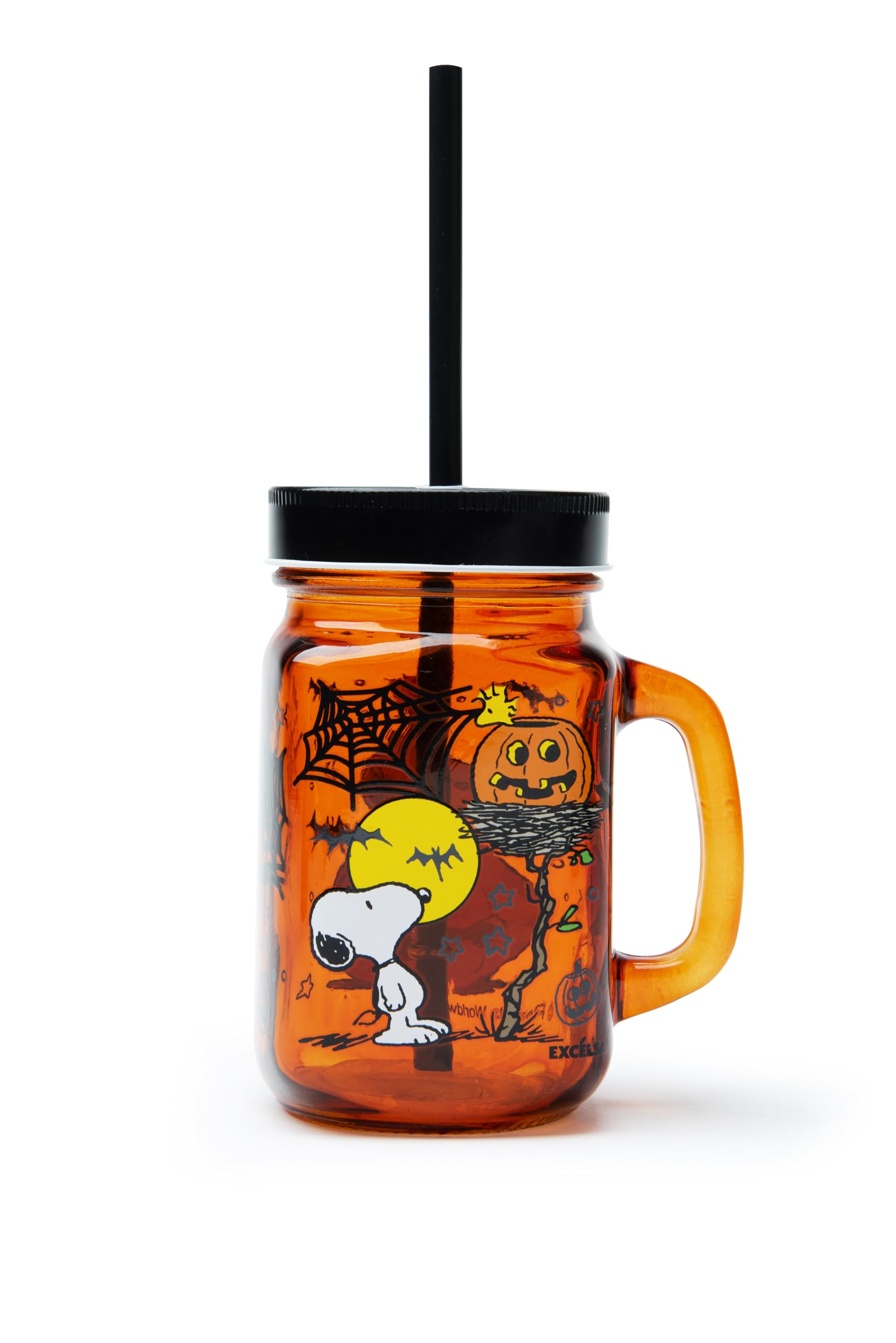 Excelsa Peanuts Halloween Glass Tumbler with Straw Capacity 500ml