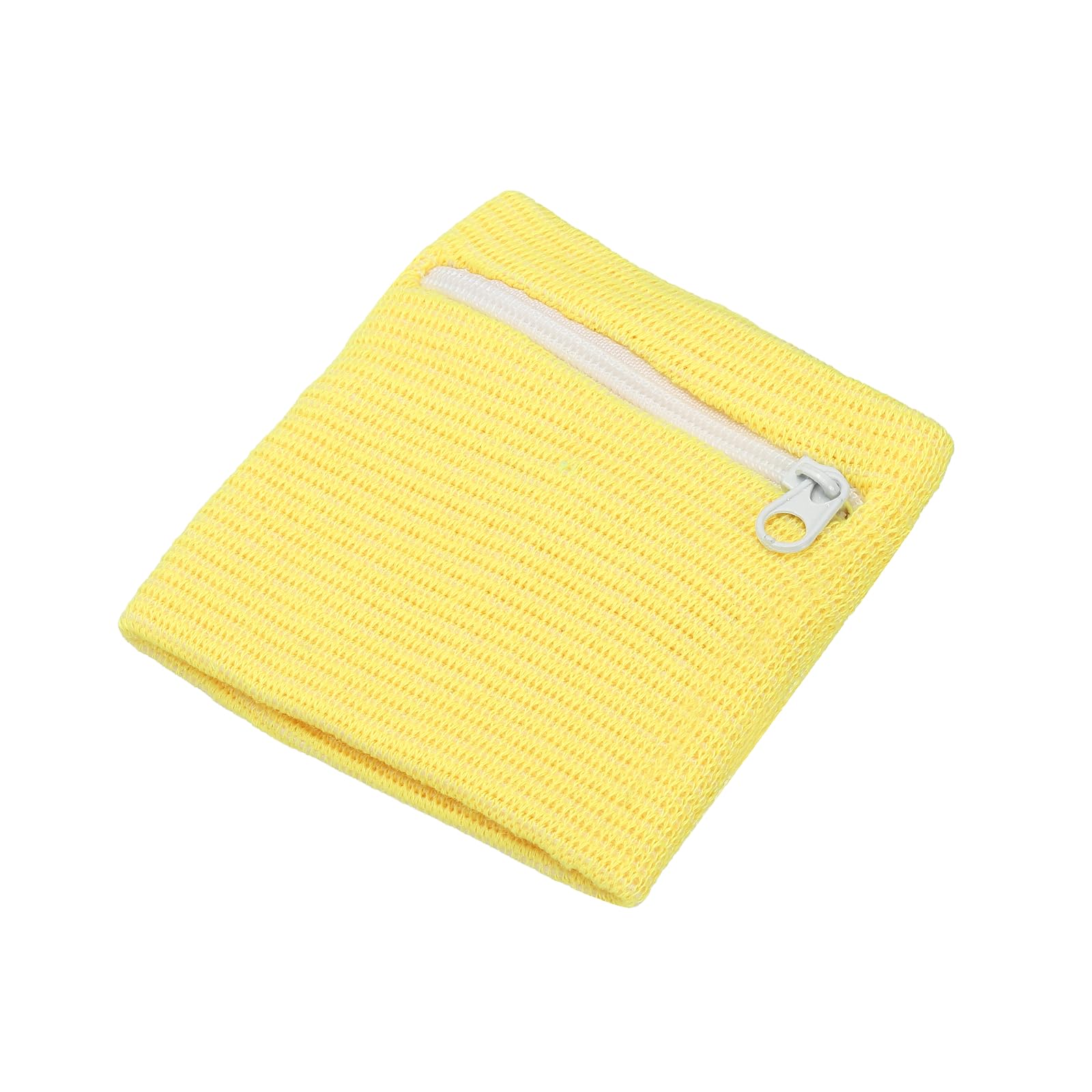 YELARXI Wrist Wallet Wristband with Zipper, Cotton Wrist SweatBands Sports Absorb Sweat Wristbands Pouch Breathable Band & Yellow -Fitting for Storage Key Card/Running/Basketball