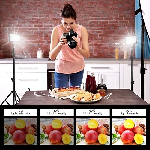 Miniatura 4 de Paquete de 3 luces LED de video con soporte de trípode ajustable filtros de color kit de iluminación de estudio USB de 5600 K para tablet disparo de