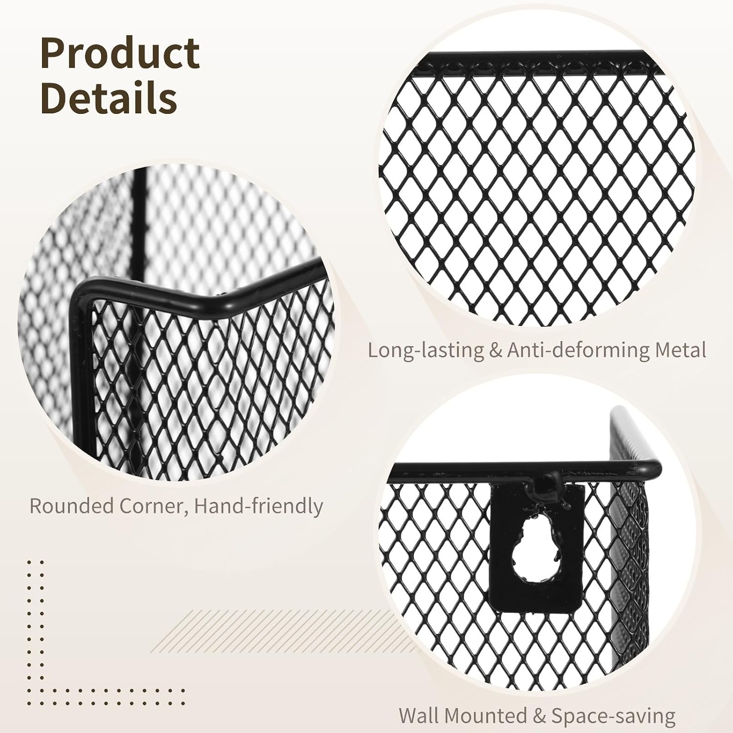 Coffee Cup Lid Holder, 3-Compartment Coffee Cup Organizer, Black Wall Mount Metal Mesh Disposable Cup Dispenser, Portion Sauce Cup Lid Organizer, 13 X 7.9 X 4.5 in