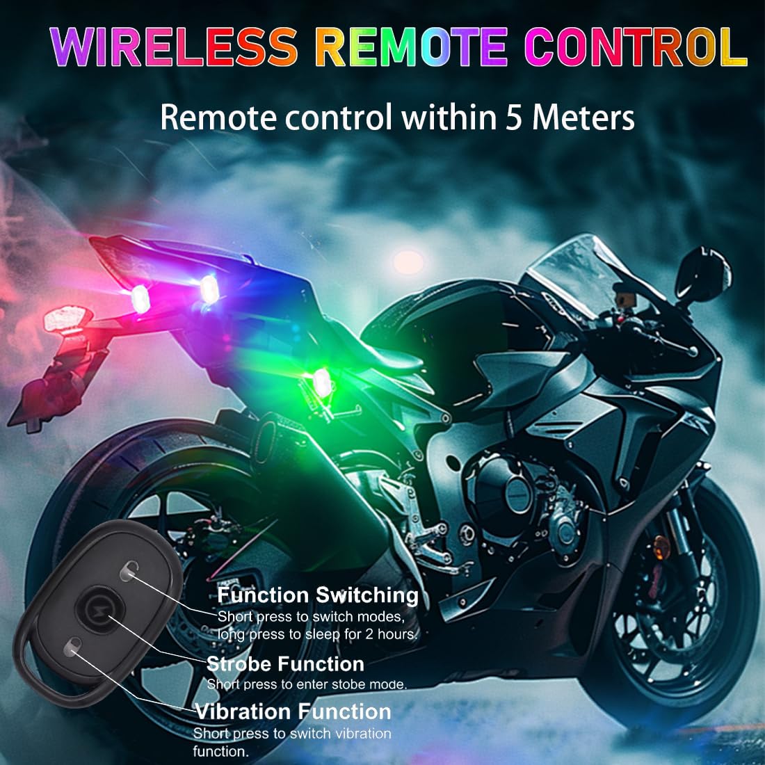 2 Lampes Stroboscopiques LED Avec Télécommande - 8 Couleurs | Étanches | Pour Drone, Moto, Voiture, Vélo
