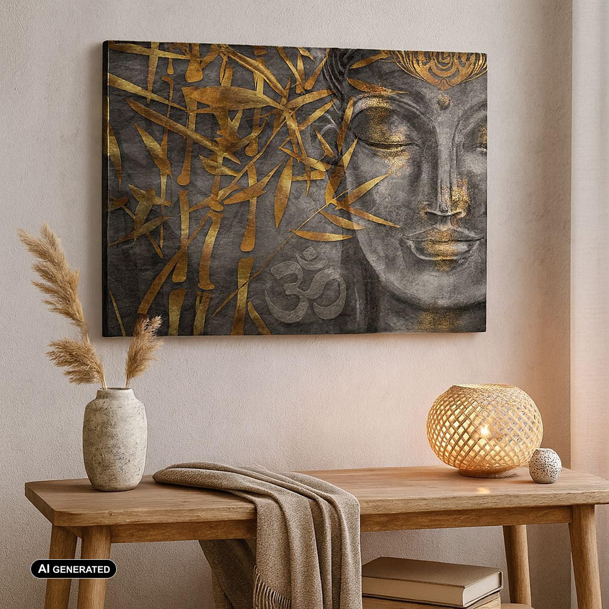 Cuadros Decoracion Salon Buda Oro Bodhisattva Lienzos decorativos 120x80cm Cuadro Sobre Lienzo Moderno Dormitorio Cocina Cuadros Pared Imágenes Wall Art Prints Decor Canvas Grande XXL AA120x80-4442