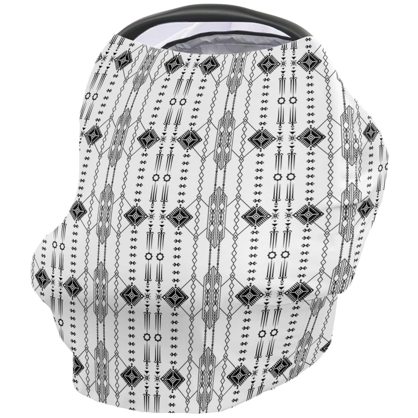 Nursing Cover for Breastfeeding Scarf, Geometric Black Lines Abstract Baby Car Covers Super Soft Multi Use for Canopy Shopping Cart Cover Blanket Stroller Cover