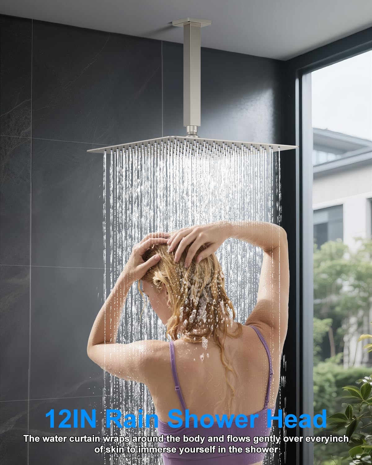 Four panels showing different combinations of shower modes: Rain+Side, Rain+Handheld, Side+Handheld, Rain+Side+Handheld
