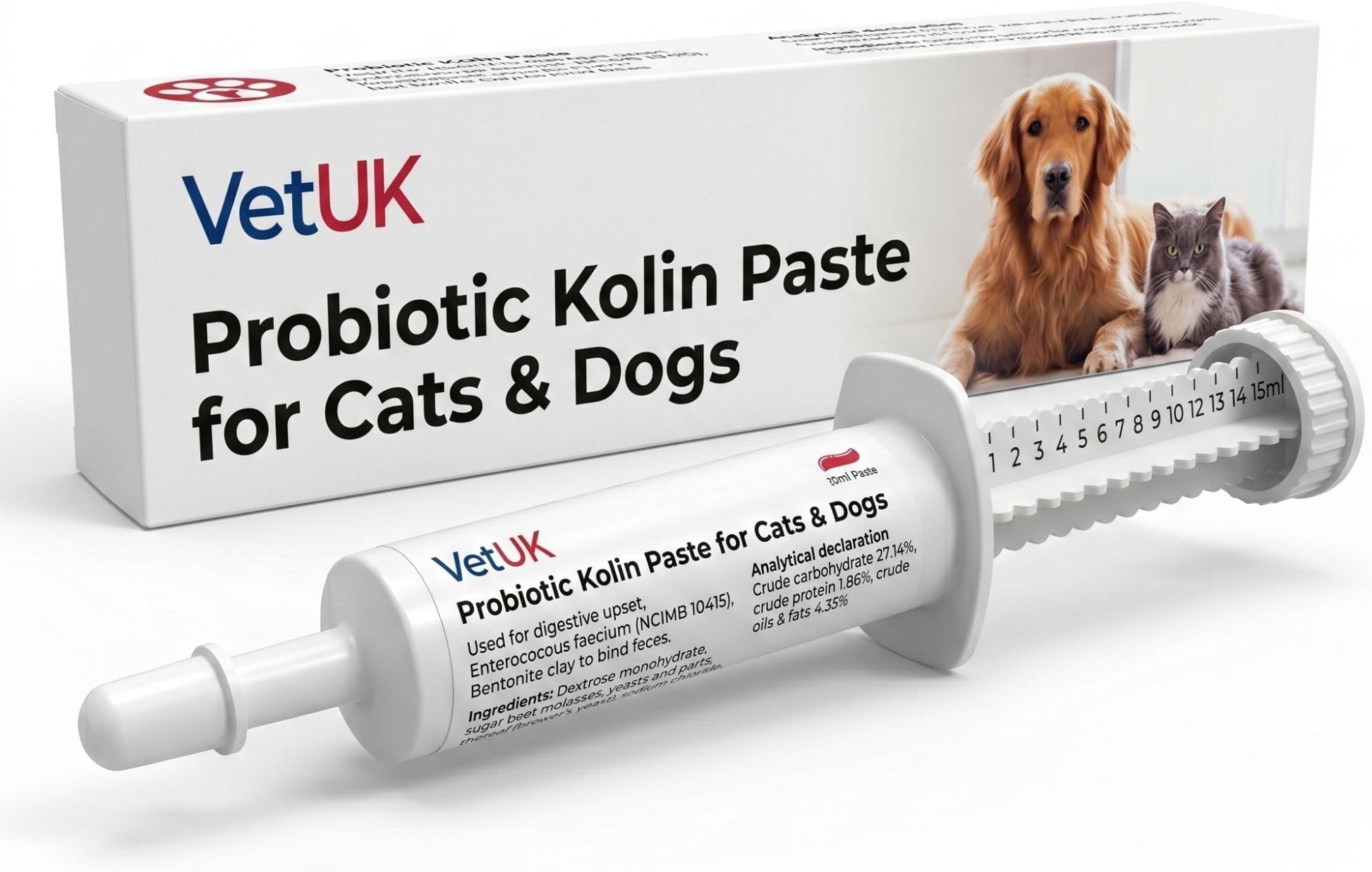 Veterinary-Grade Probiotic & Prebiotic Paste for Dogs & Cats - Fast Digestive Support - Pro Kolin Alternative - 60 ml