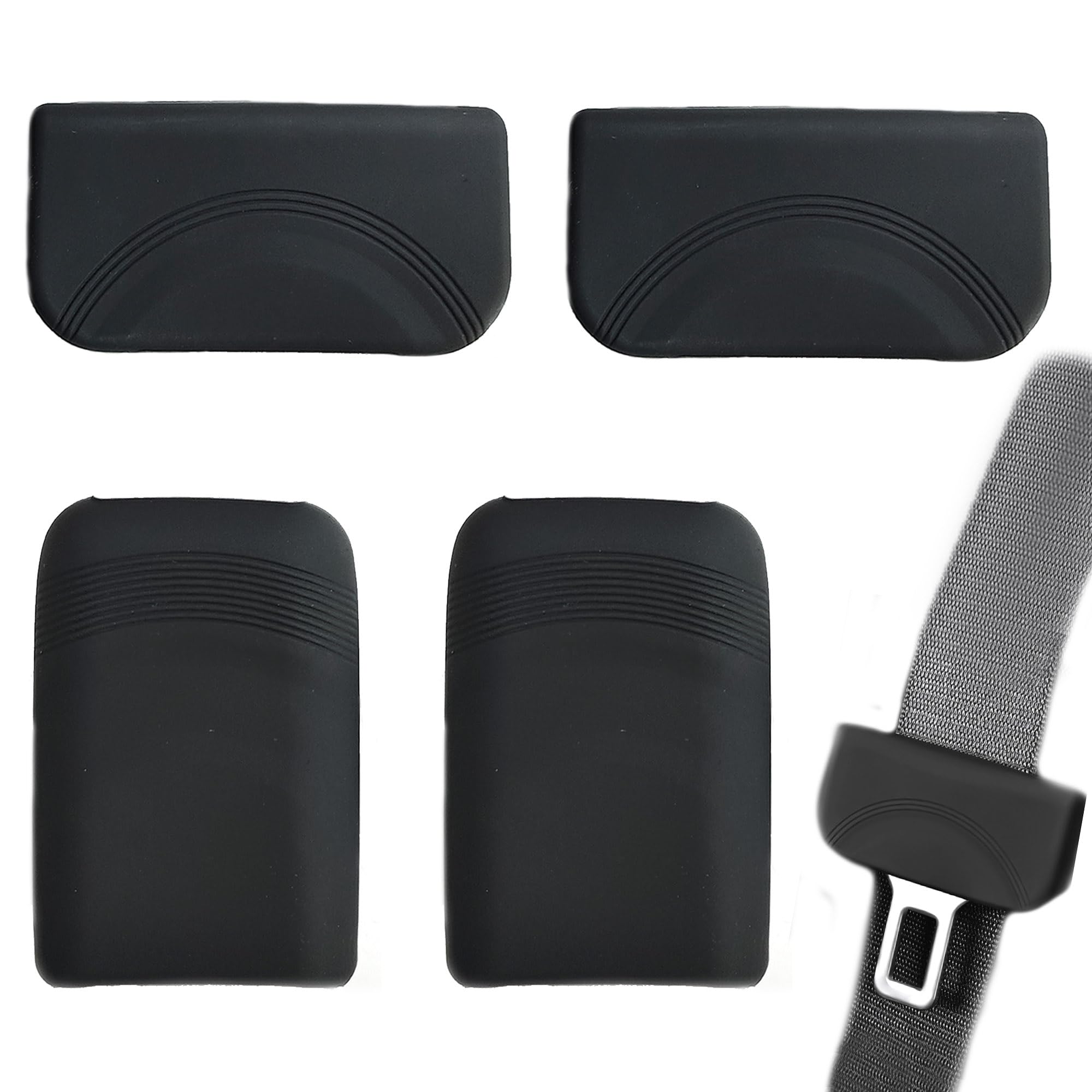 ZAHD 2 set Copertura della cintura di sicurezza in silicone antigraffio lavabile morbide e resistenti copertura protettiva per clip per cintura di sicurezza universali per auto (Nero)