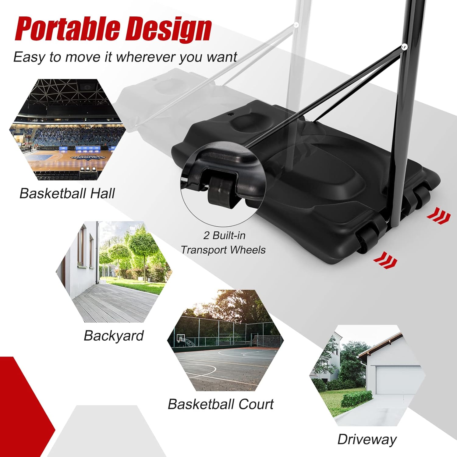 Goplus Portable Basketball Hoop Outdoor, 8.5-10FT Height Adjustable Basketball Stand w/39Inch Shatterproof Backboard, Fillable Base, 2 Nets, Indoor Ouside Driveway Court Basketball Goal for Adults