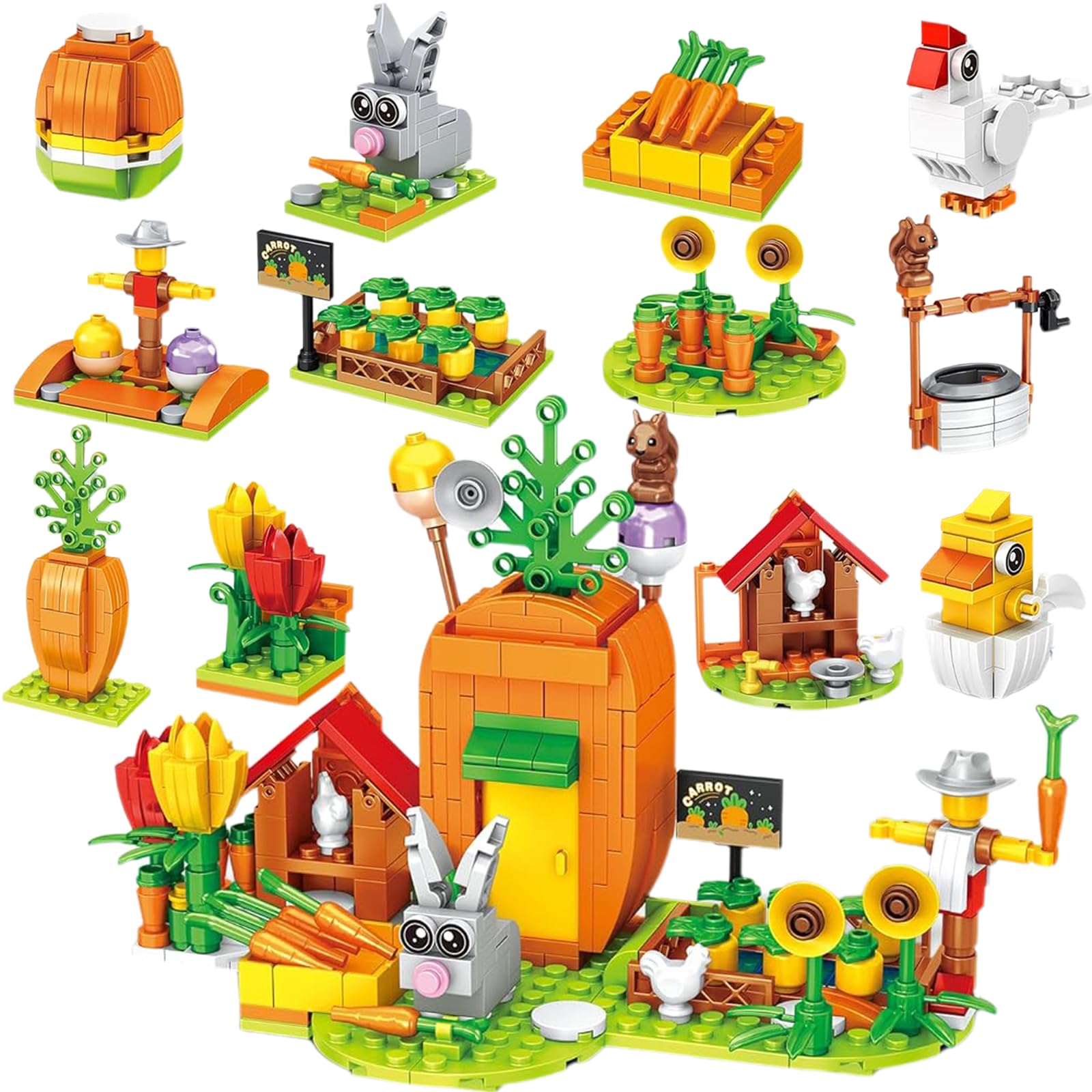 Prefilled Easter Eggs,Easter Gifts Building Set -12-in-1 Bunny Carrot House Building with Prefilled Eggs, Fun Basket Stuffer & Decorations for Kids Boys Girls — view 8