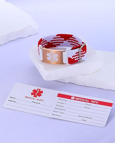 Miniatura 10 de Pulseras deportivas personalizadas de alerta médica para mujeres y hombres  Pulseras de identificación médica personalizadas con grabado gratuito