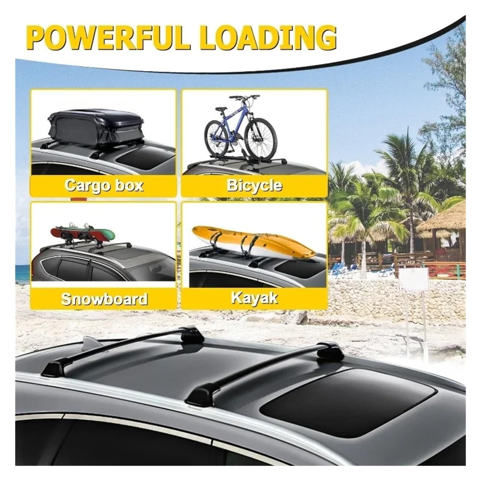 Porte-Bagages Voiture Barres Toit Transversales Noires pour CRV 2012-2016 Lot 2 Galeries Toit