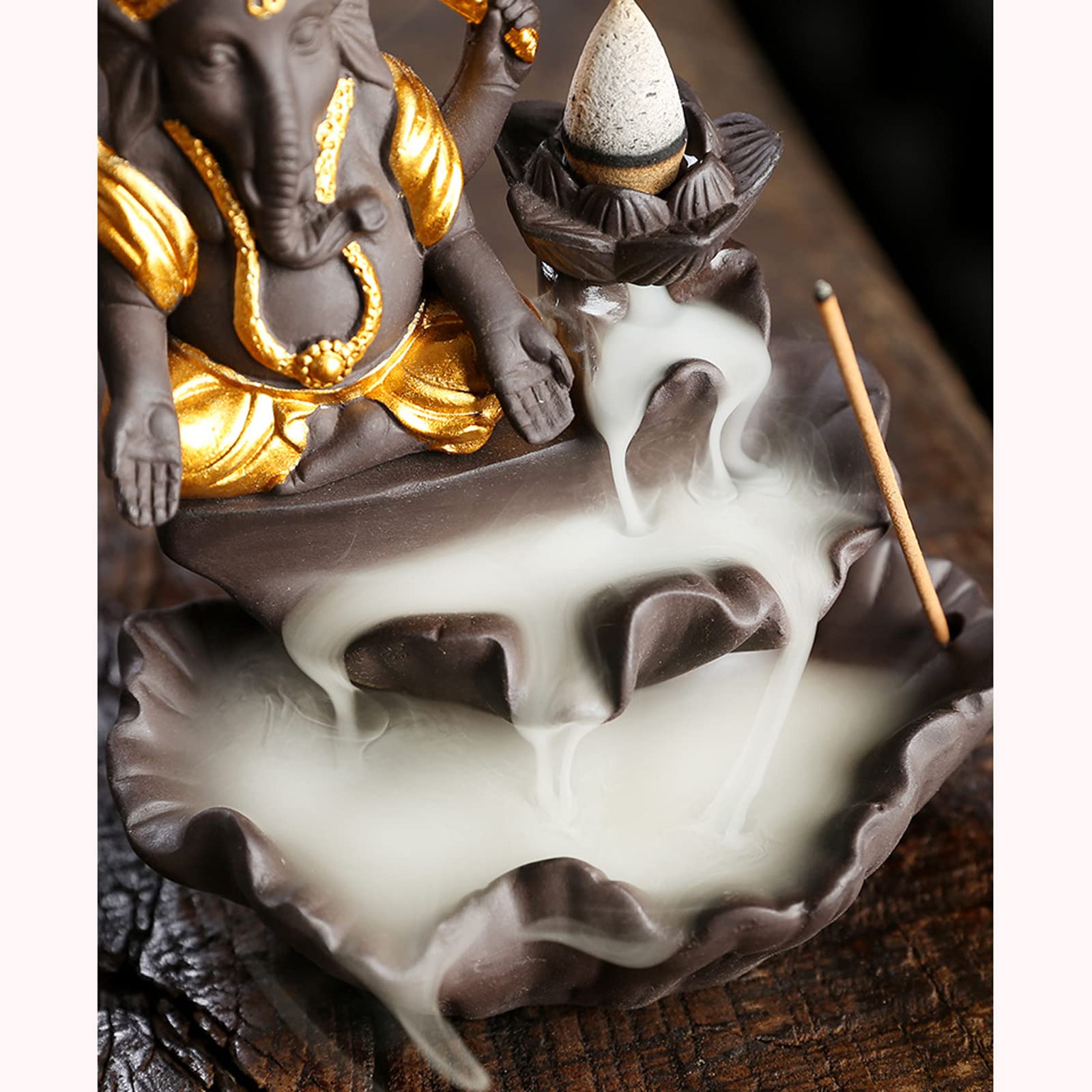 Amazon｜ガネーシャ像逆流香炉手作りの紫色の砂のお香ウォーター