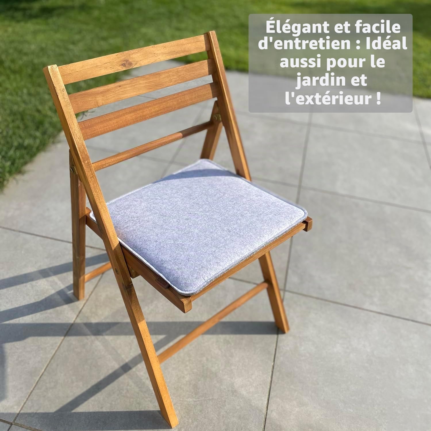Miqio Design Coussins d'assise rectangulaires en Feutre 35x35 cm | Lot de 4 | Coussins de Chaise lavables antidérapants | Coussins de Jardin et de Banc Confortables