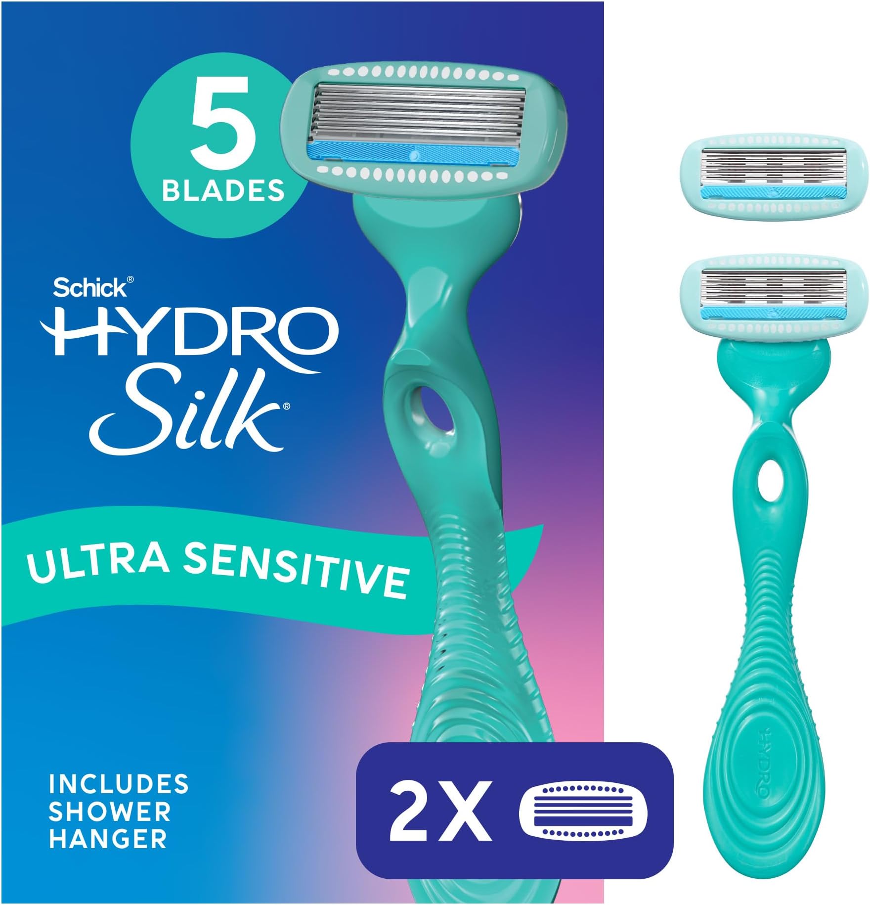 Hydro Silk Sensitive Skin Razor for Women with 2 Moisturizing Razor Blade Refills