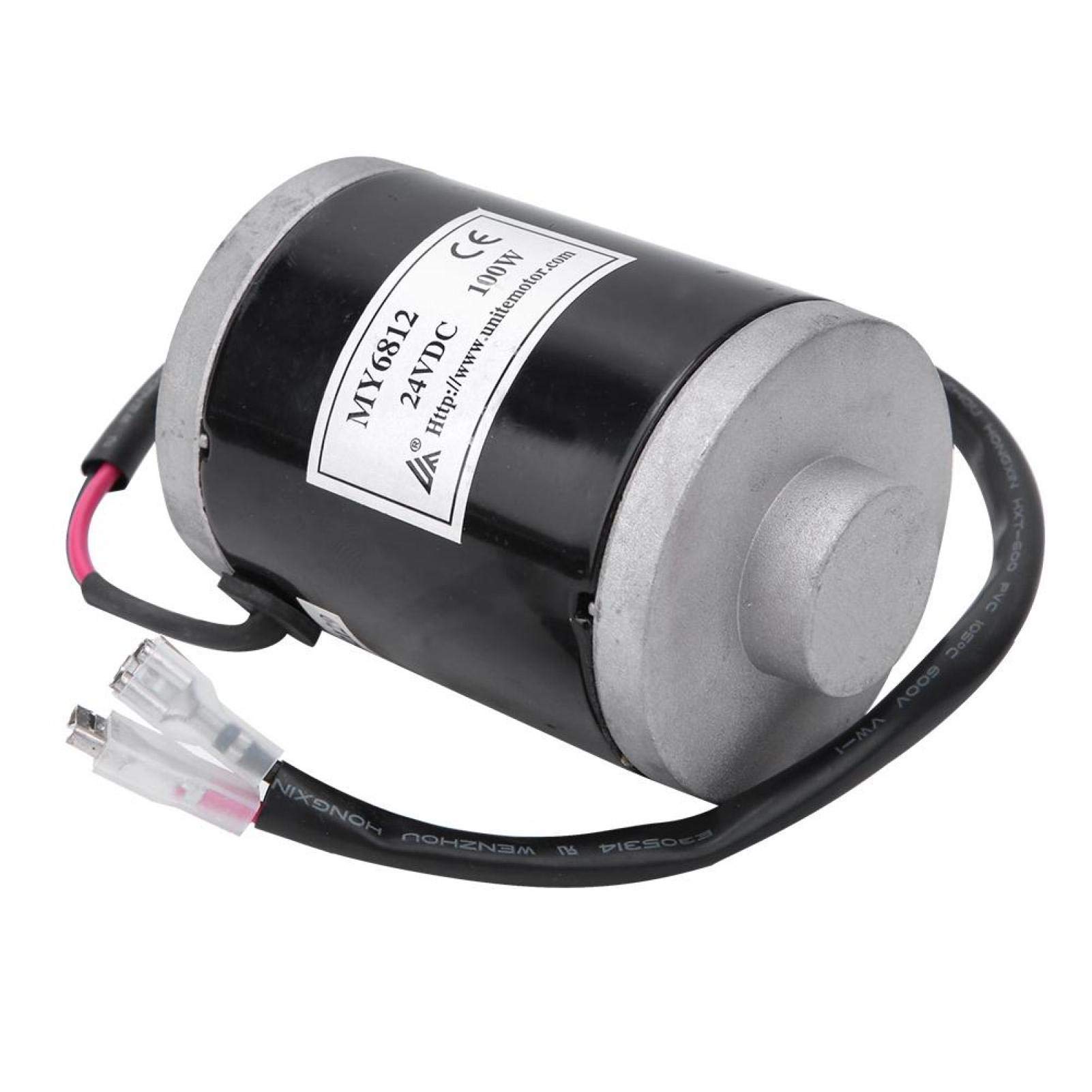 DAUERHAFT Silnik 24 V 100 W elektryczny szczotkowany silnik mocny aluminium premium, z metalowym pasem pasowym, do skutera elektrycznego, roweru elektrycznego