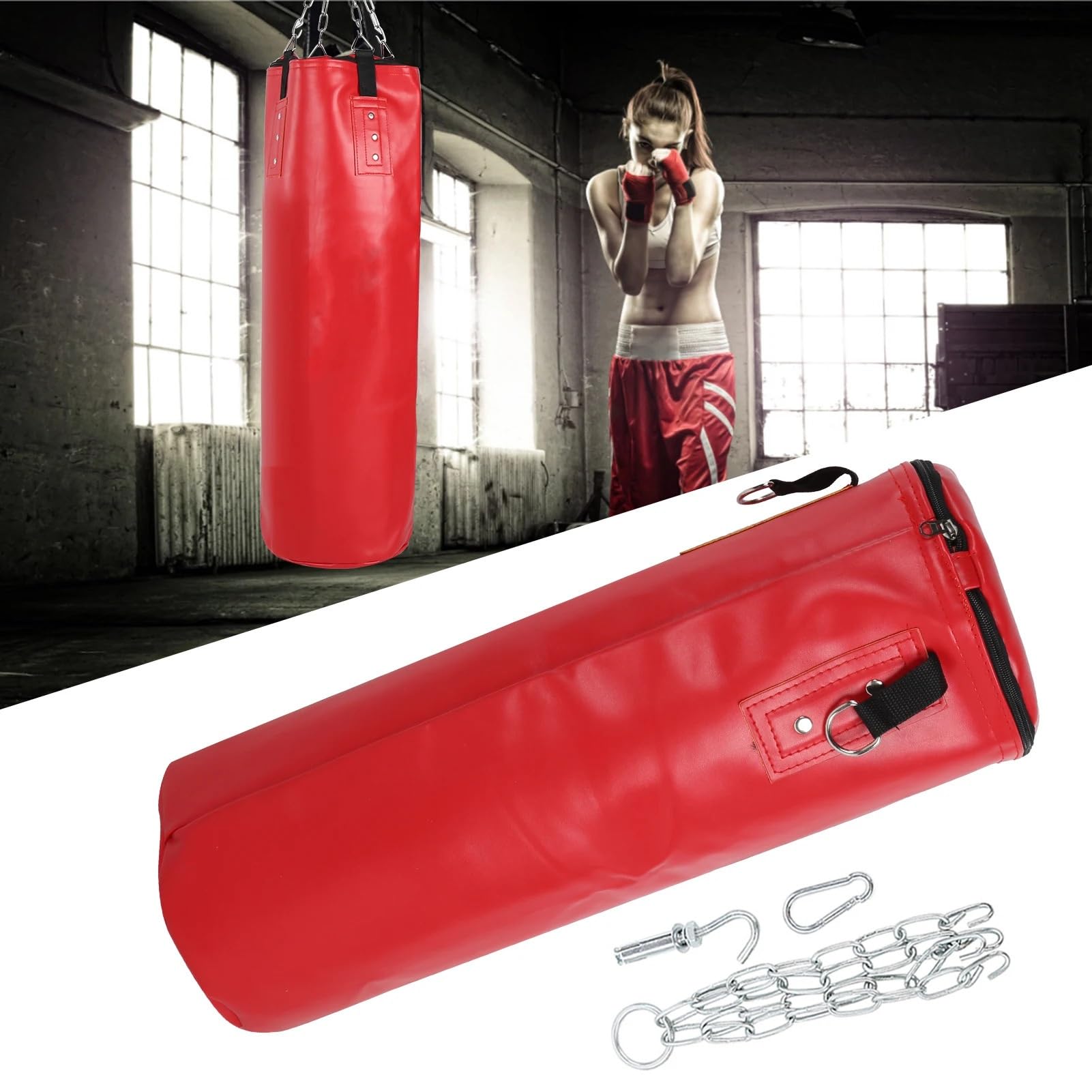 Sacco Boxe Sacco di Sabbia Vuoto da Boxe da 60 cm/80 cm, 3 Strati, in Tessuto Oxford, for Allenamento Sacco da Box(100cm)