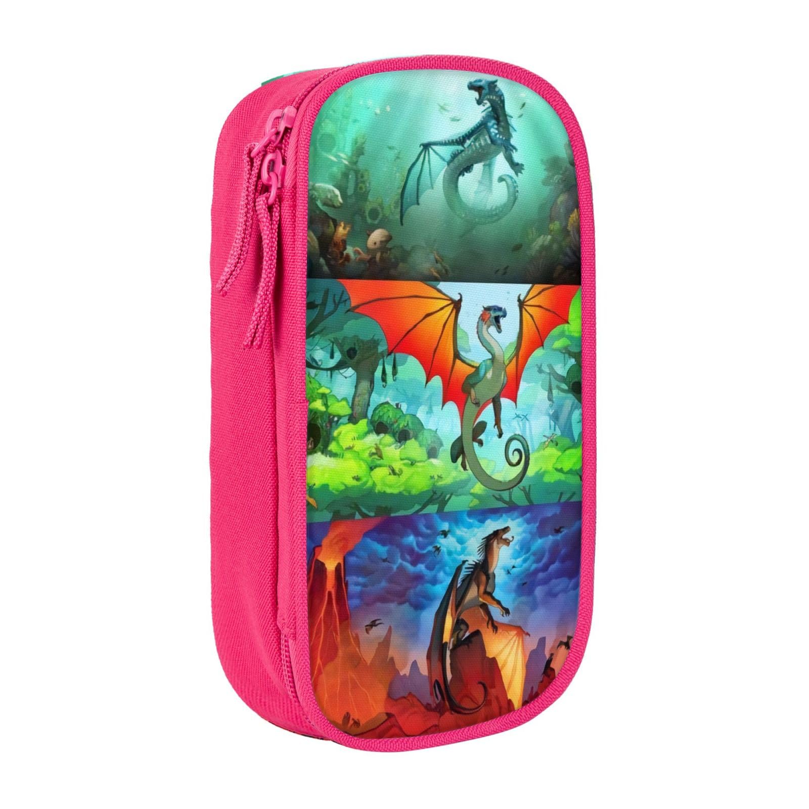 ABDIQJBS Wings-of-Dragon Fire Pencilcase Large Capacity Pencil Case Pen Bag Pouch with Zipper for Teens Stationary Supplies, Pencil Box Cosmetic Bag for Boy Girls