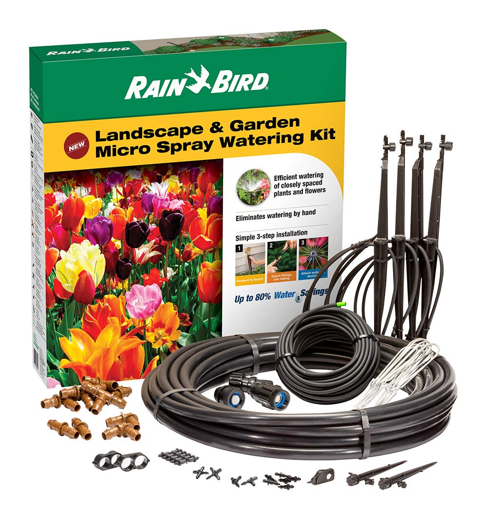 Rain Bird LNDMSKIT Drip Irrigation Landscape/Garden Watering Kit with Micro-Bubblers, Micro-Sprays