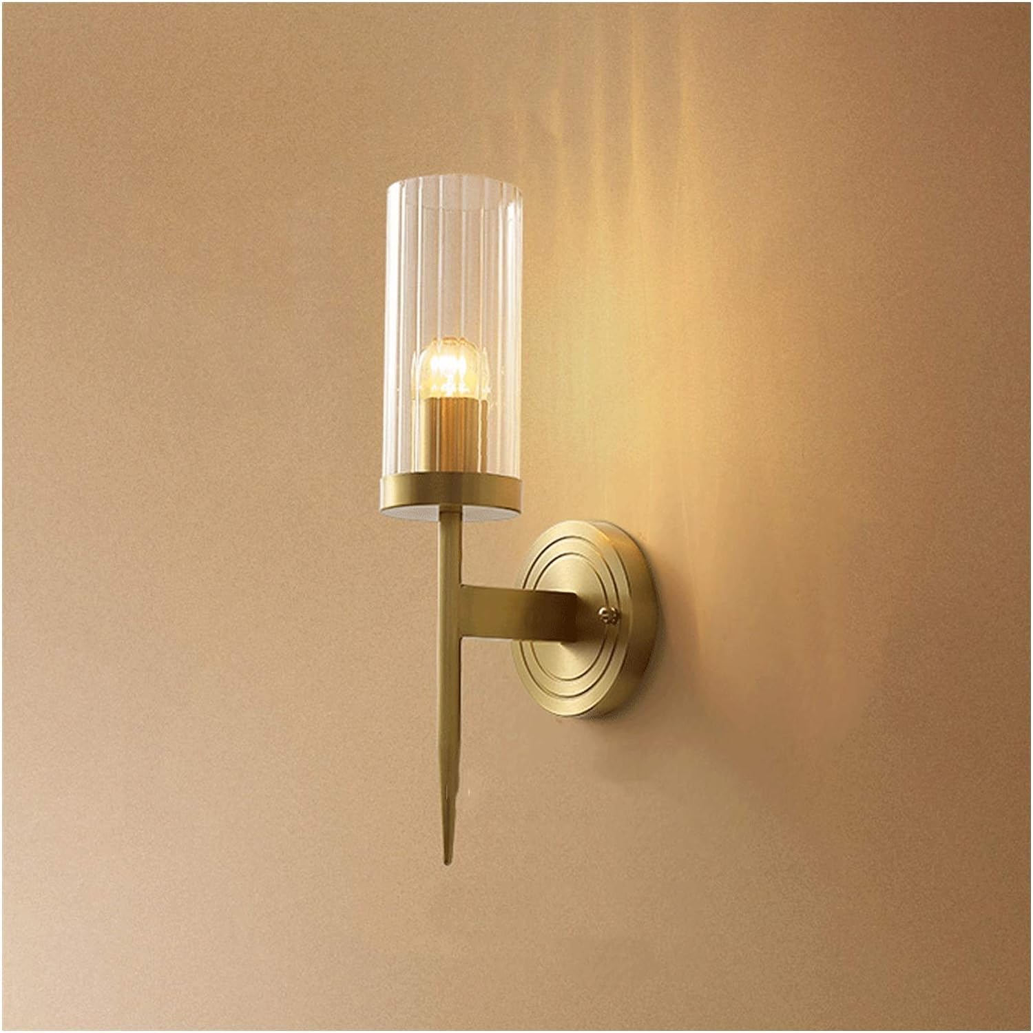 ASerZenith Simple Light Luxury All Copper Wall Lamp 2-Light Wall Sconce Lighting Indoor Wall-Mounted Lighting Fixture Lamps Compatible With Bedroom Living Room Aisle Wall Sconces(Single Head(2Pack))