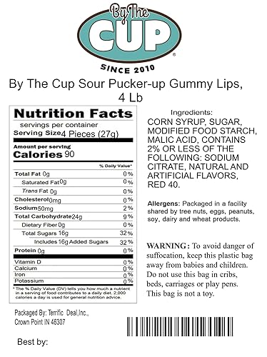 Miniatura 2 de By The Cup Labios de goma agrios y fruncidos, bolsa a granel de 4 libras