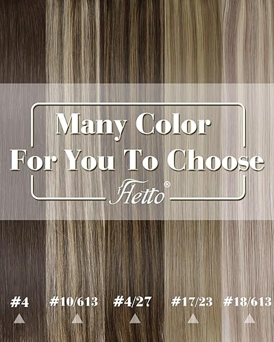 Miniatura 6 de Hetto Extensiones de cabello humano de cola de caballo color marrón, 4P27, extensiones de cabello humano con reflejos marrón oscuro, rubio fresa,