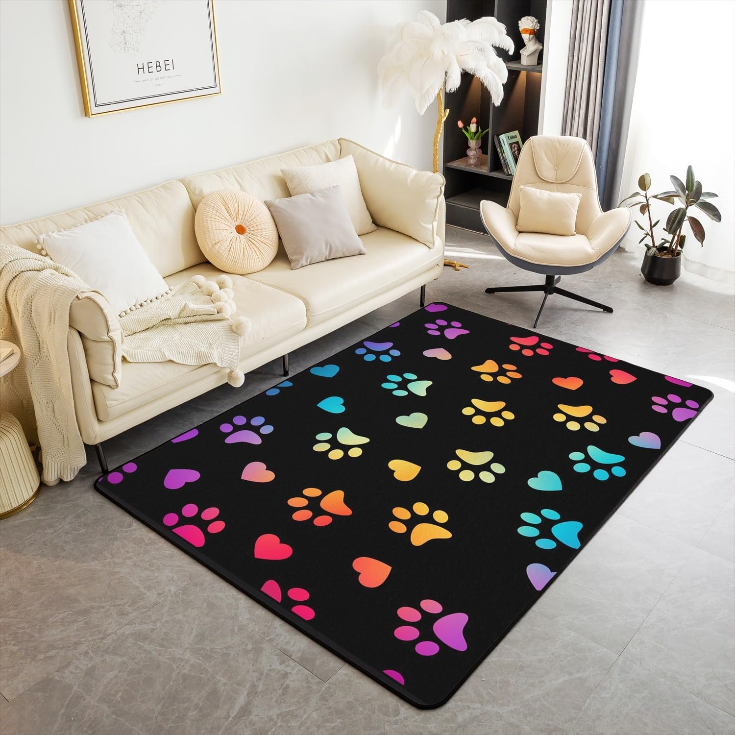 Tapis Empreintes De Pattes d'animaux 3D, Tapis De Chambre d'enfant, Tapis De Salon, Tapis De Chambre, Tapis De Velours Cristal 120 X 160 Cm - Polyester Doux Au Toucher, Facile À Nettoye -81040517454