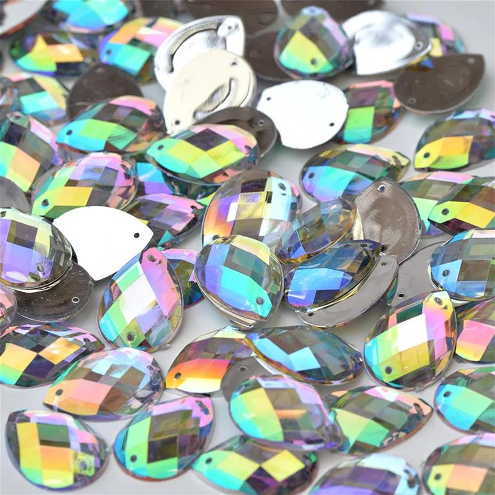Vogrtcc 200 szt. 13 x 18 mm Ab łezka płaskie plecy akrylowe przyszyte stras szycie kryształowe kamienie diamenty na ubrania sukienka rzemiosło