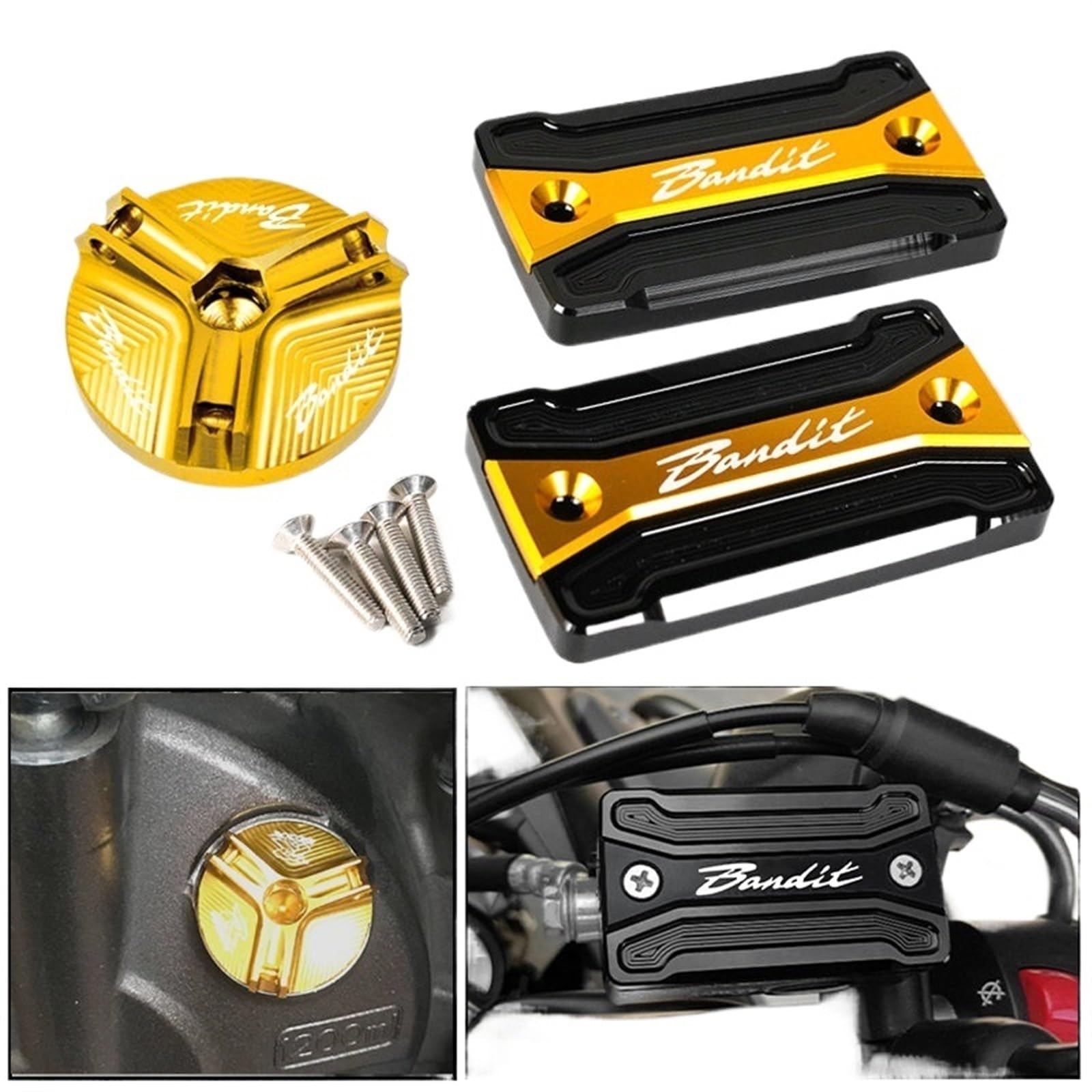 LOTFI Passend for Suzuki Bandit 650 GSF S650 Bandit 1250 S 1200/1200S, Zubehör, Motorrad-Bremsflüssigkeitsbehälter-Abdeckung, Motoröl-Einfülldeckel (Size : A Set Blue)